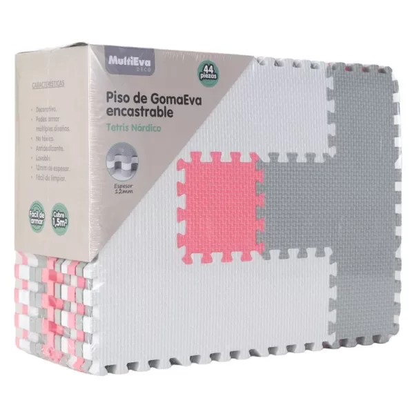 Producto - PISO DE GOMA - 44 PIEZAS - TETRIS NORDICO - ROSA