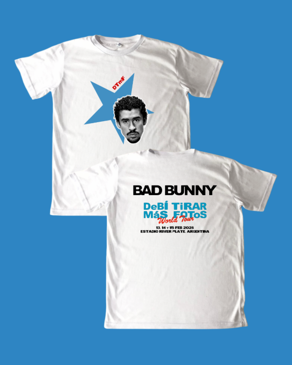 Remera Estrella Celeste - Bad Bunny (Doble Estampa)