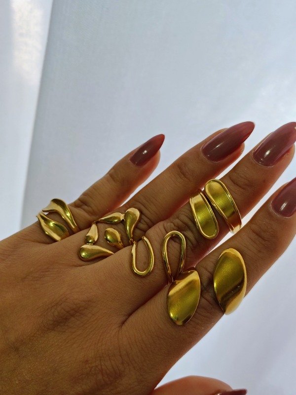 Producto - Anillo regulable inflado dorado por docena surtida