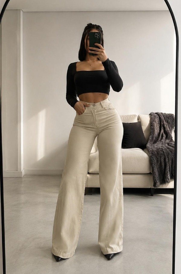 Producto - Wide leg beig super Elastizado