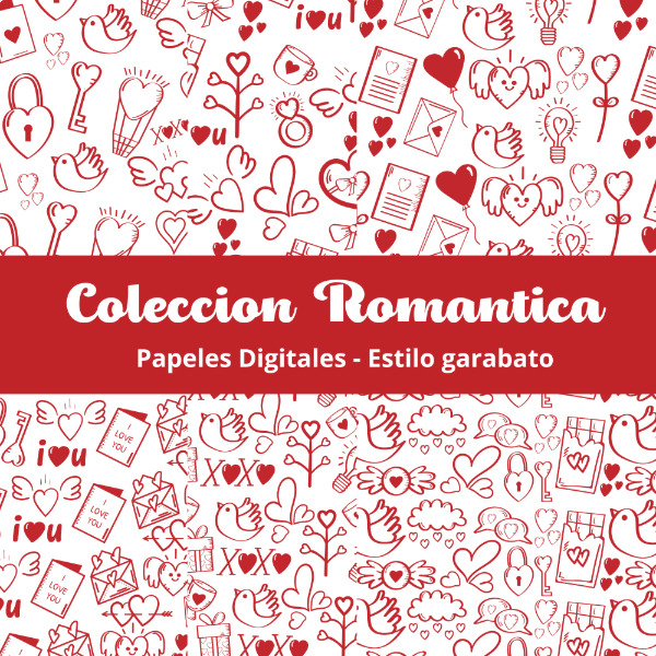 Producto - Colección Romántica estilo garabato - Papeles Digitales San Valentín - PA-A02