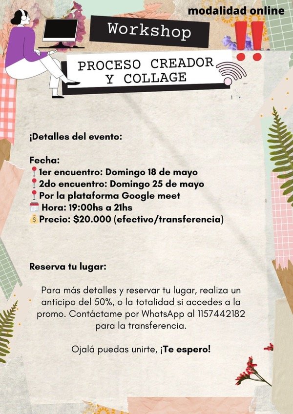 Producto - Workshop proceso creador y collage ONLINE