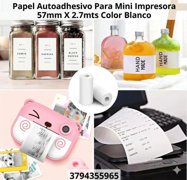 Producto - papel autoadhesvo blanco para mini impresora