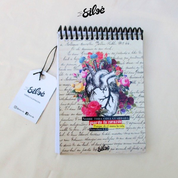 Producto - Anotador - 10x15cm - Corazon Vintage