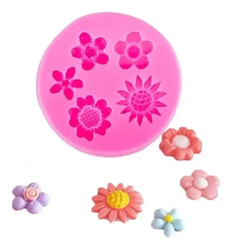 Producto - Molde Silicona 5 Flores Varias