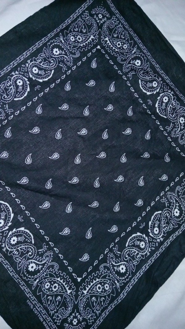 Producto - 70s Cotton RN52469 black Paisley Rockabilly Bandana handkerchief. - 2