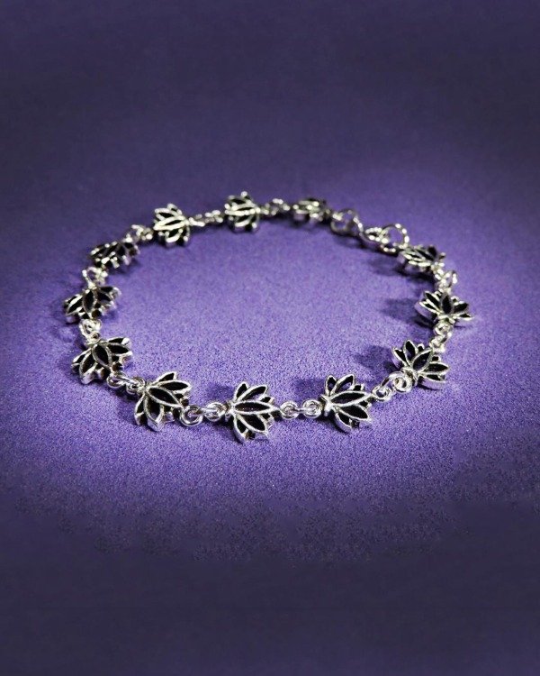 Producto - P 523 - Pulsera de Plata 925 - Guirnalda de Flores de Loto