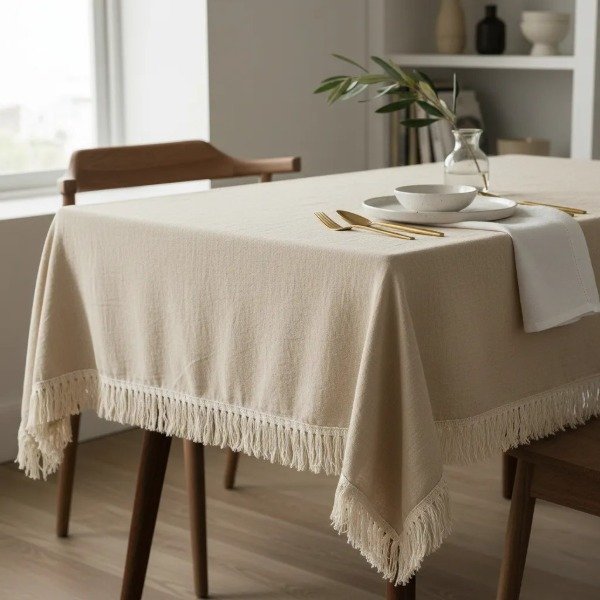 Producto - Mantel Tusor Arena con Flecos 2,00x1,50