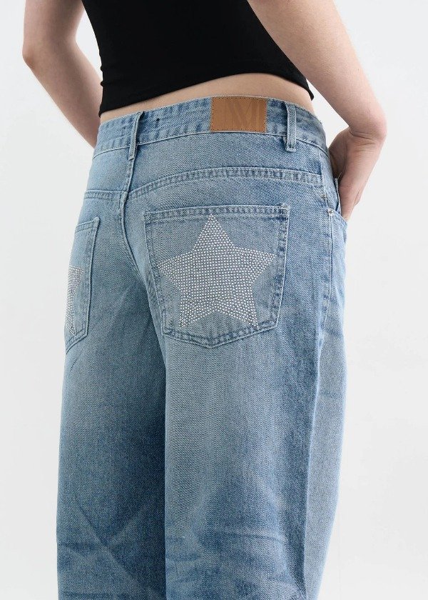 Producto - JEAN WIDE TIRO BAJO STRASS ESTRELLA CELESTE - 7