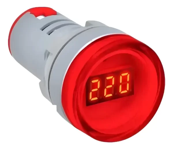 Producto - Voltímetro Digital Redondo Rojo - Zurich