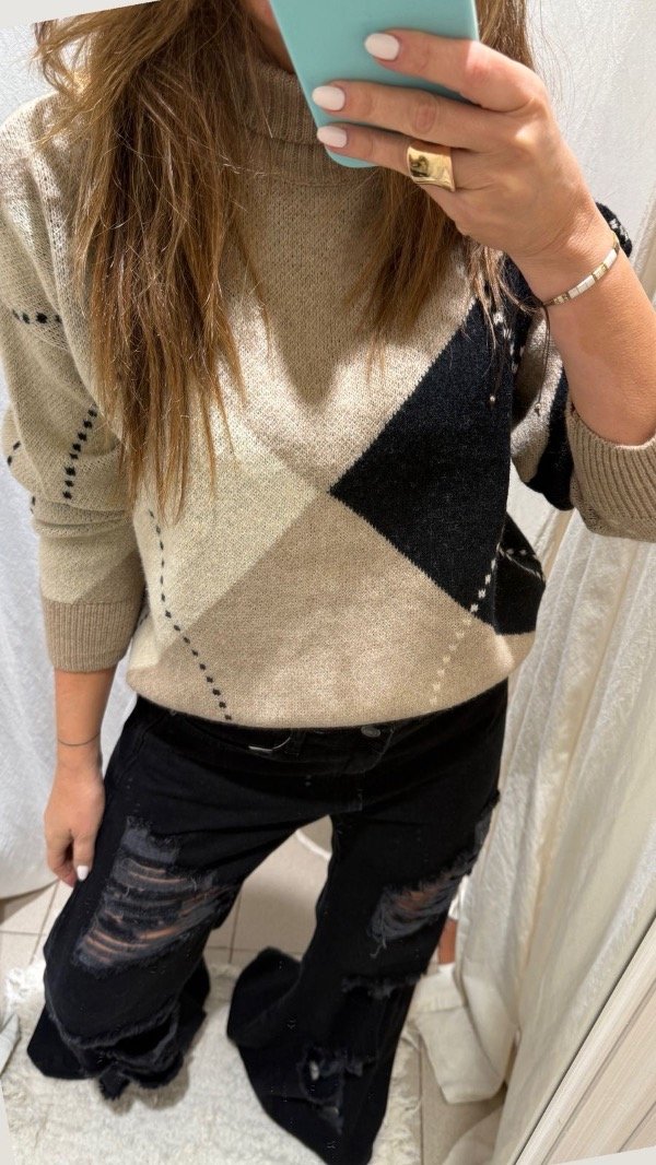 Producto - Sweater VERONA BEIGE Y NEGRO