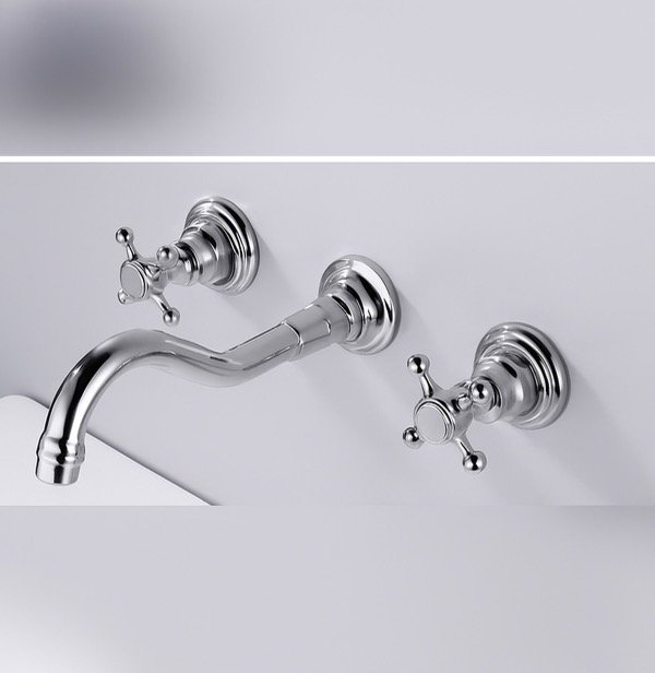 Producto - Griferia Pared Vintage Cromo doble comando cocina baño