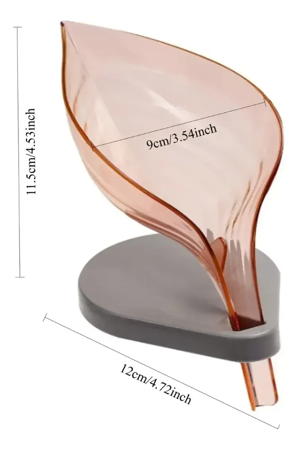 Producto - JABONERA HOJA TRANSPARENTE CON GOTEADOR Y SOPORTE CON VENTOSA - 1