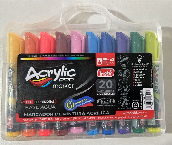 Producto - MARCADORES ACRILICOS PROFESIONALES TRABI X 20 UNIDADES