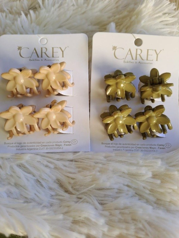 Producto - 6287OI CAREY Broche Flor Mini x 4 (el par) Natural/Verde Seco