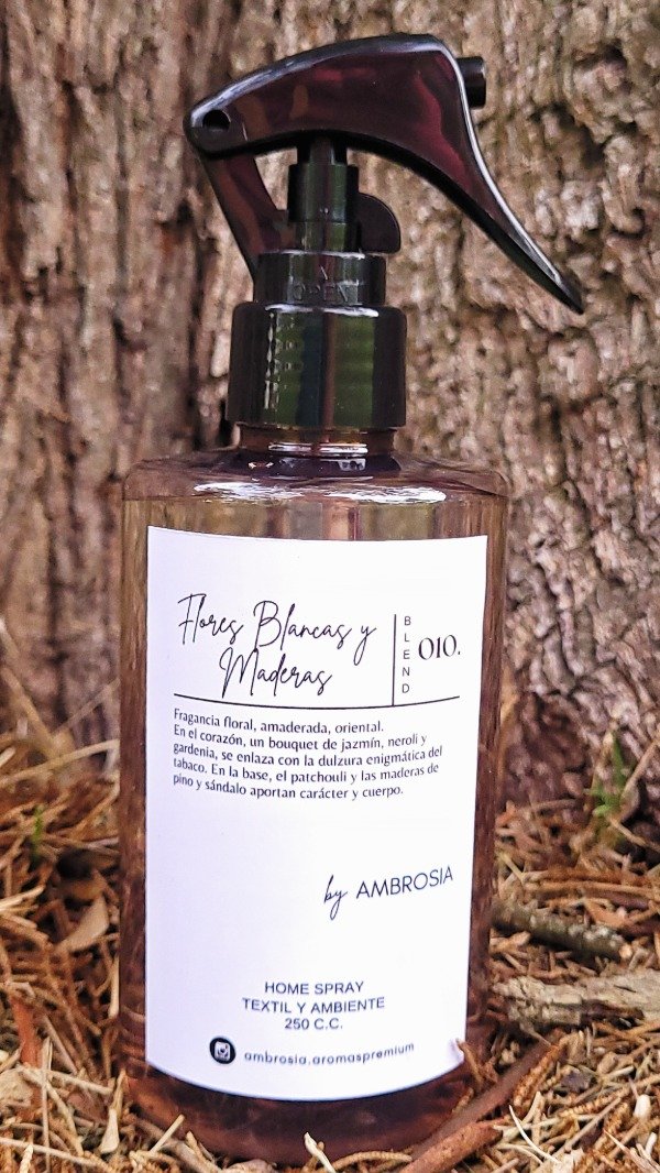 Producto - Flores Blancas y Maderas - Spray Textil y ambiental