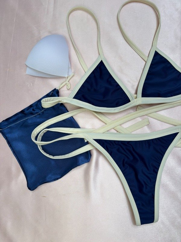 Producto - Bikini Azul Náutico con Marfil - 3