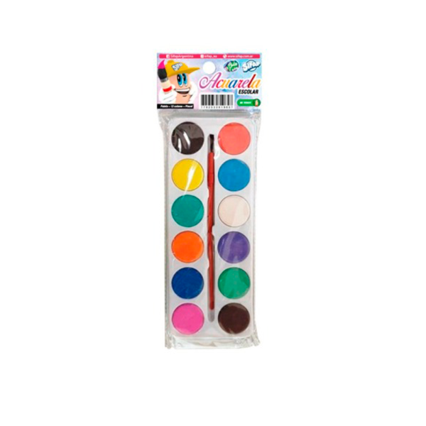 Producto - ACUARELA ESCOLAR SIFAP x12 + PINCEL