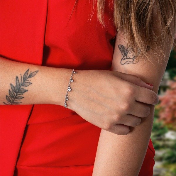 Producto - Pulsera Acero Dijes de Corazón y Strass Amada