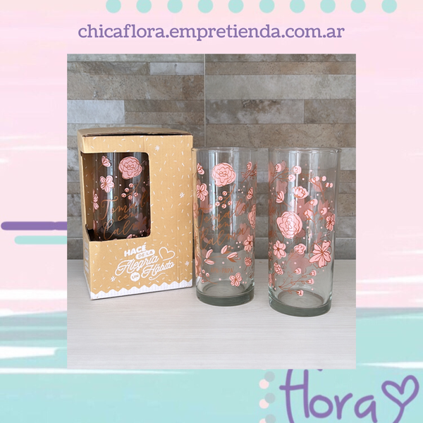 Producto - Vasos De Vidrio Flores - 1
