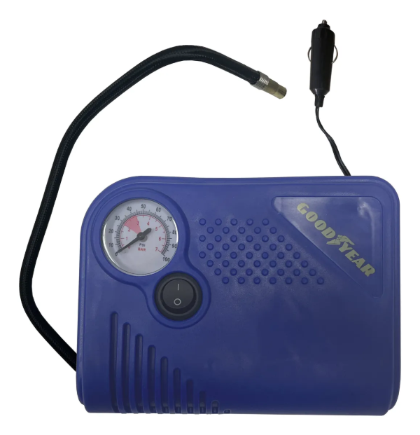 Producto - MINI COMPRESOR DE AIRE GOODYEAR, 12V, CON PICOS PELOTA E INFLABLE GY-3459