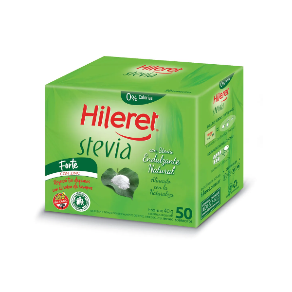 Producto - Endulzante natural con stevia 50 sobres - Hileret Forte