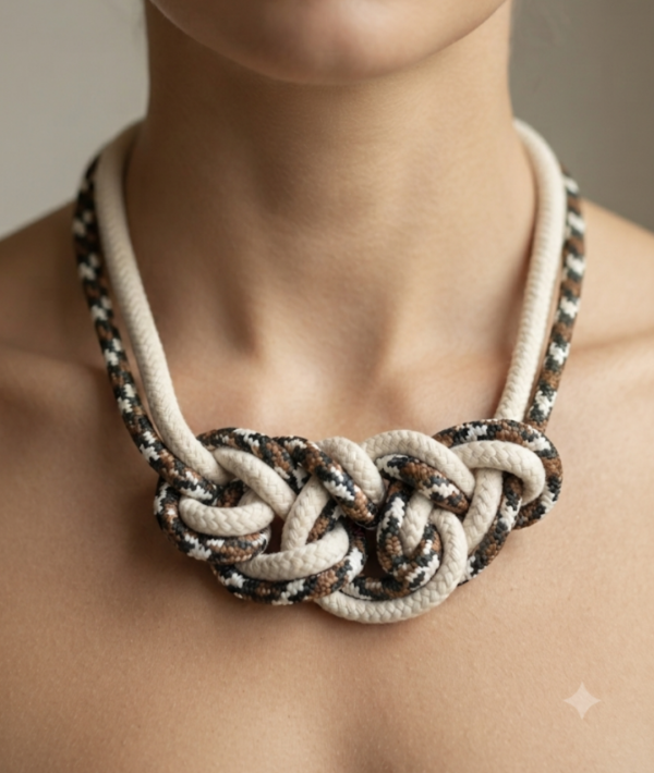 Producto - Collar nudos marrón y beige