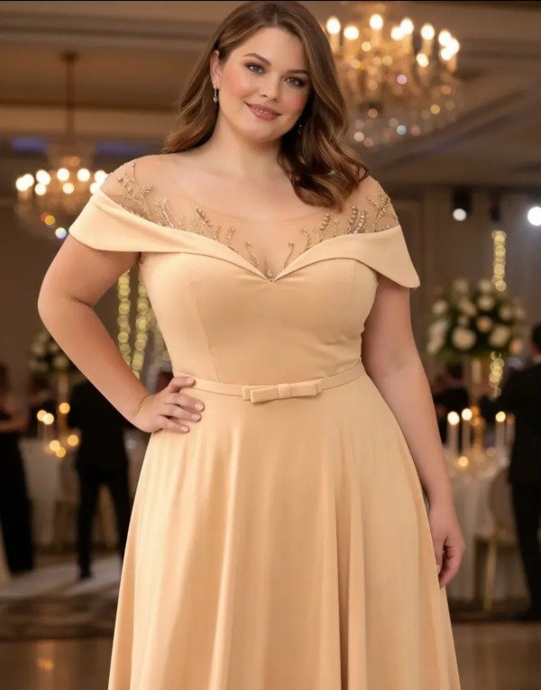 Producto - Vestido largo con pedrería Talle grande - 3