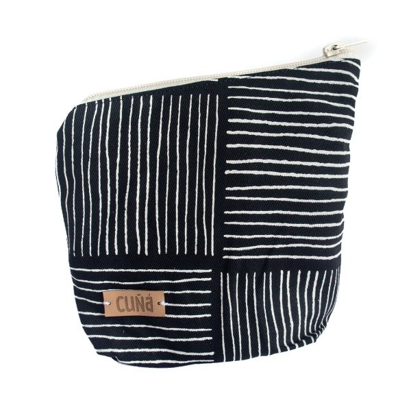 Producto - Yerbera / Portamate impermeable, estampa Rayitas Crudo sobre Negro