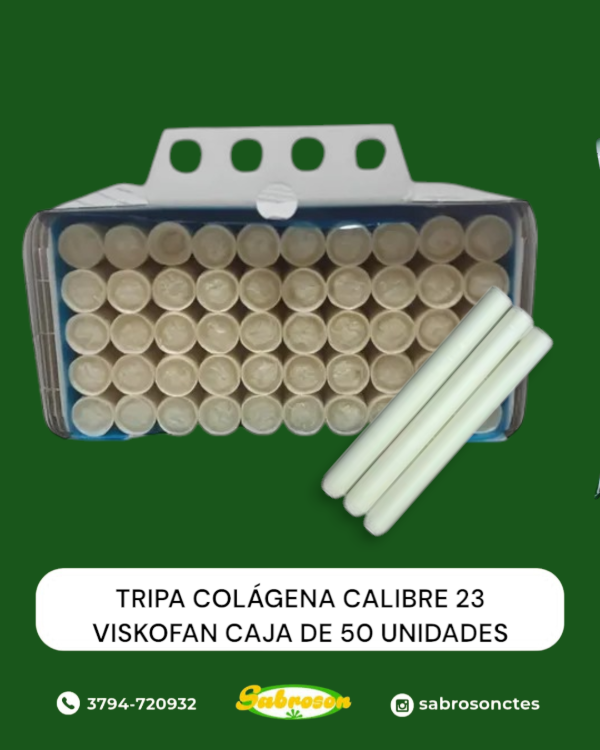 Producto - Tripa Colágena Comestible Cal 23 P/salchicha Viskofan X Caja de 50 un.