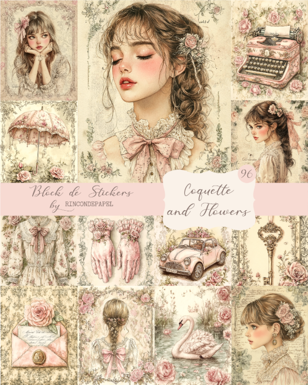 Producto - Block de Stickers "Coquette and Flowers"