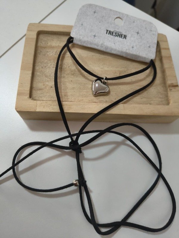 Producto - Choker corbatero corazon plateado