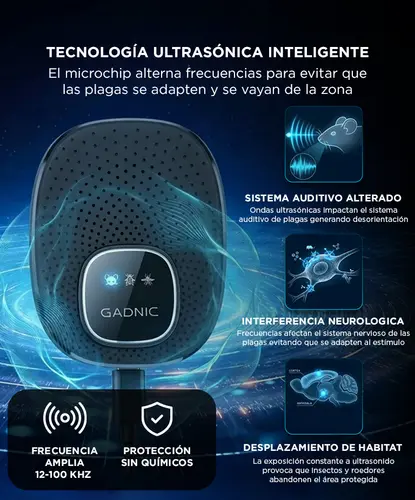 Producto - Repelente para Plagas Ultrasónico Gadnic Ahuyentador Ratas Murcielagos Insectos - 2