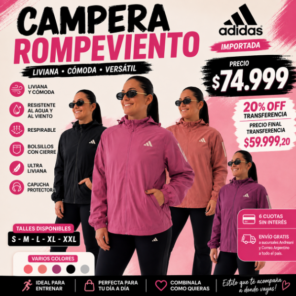Producto - Campera Rompeviento Adidas Mujer Importada