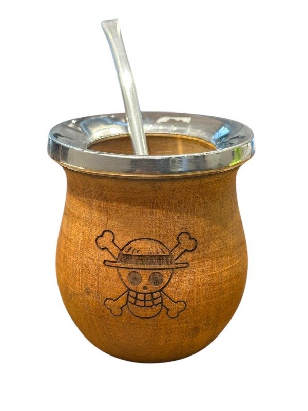 Producto - MATE MADERA LUFFY GRABADO CON BOMBILLA