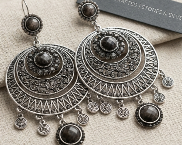 Producto - AROS RENDONDOS PLATEADO Y GRIS