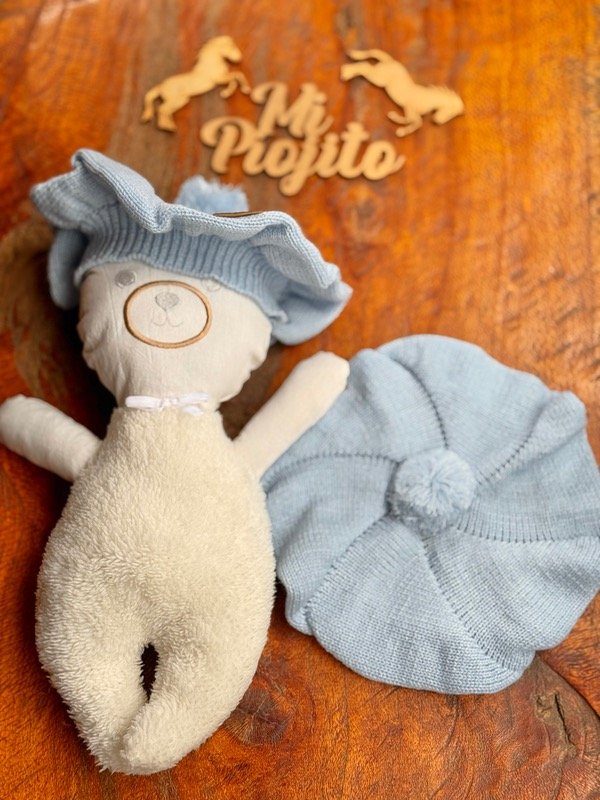 Producto - Boina Hilo Celeste Pastel Pompón - 3