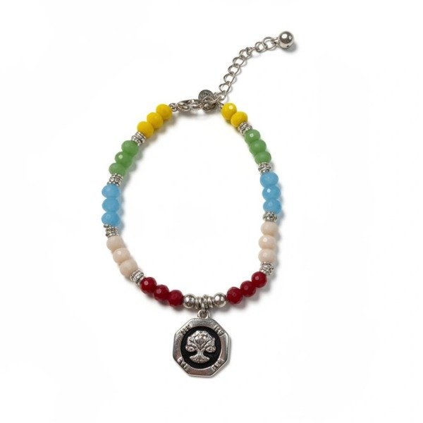 Producto - Pulsera cristales con árbol de la vida acero blanco