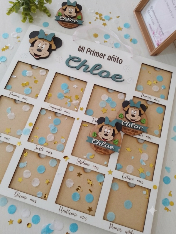 Producto - Cartel/ tablón de primer año Minnie Safari