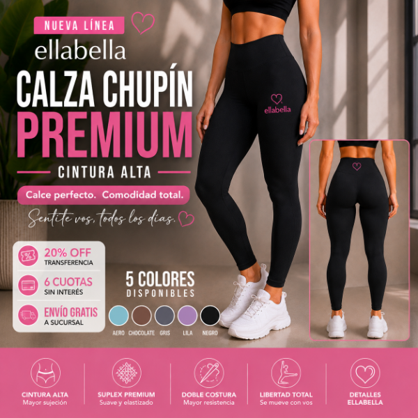 Calza Chupin Ellabella Mujer - Cintura Alta - Suplex Premium