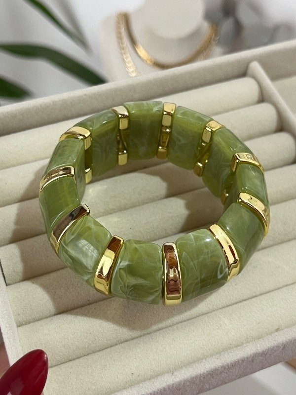 Producto - Brazalete boho bombe verde oliva - 0