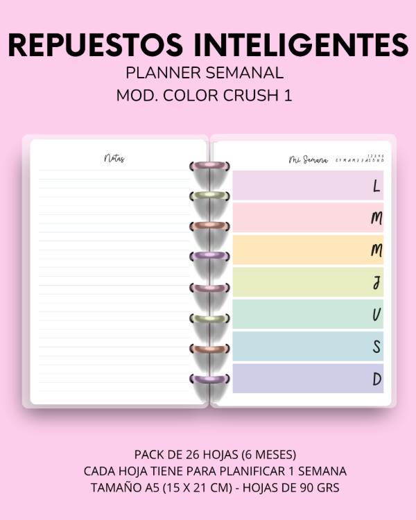 Producto - REPUESTO PLANNER SEMANAL MOD 1 COLOR CRUSH