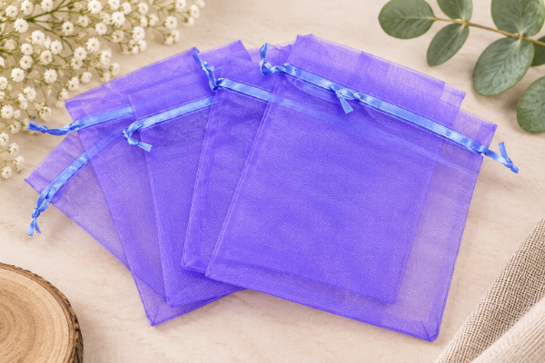 Producto - Bolsa de organza azul 11x15