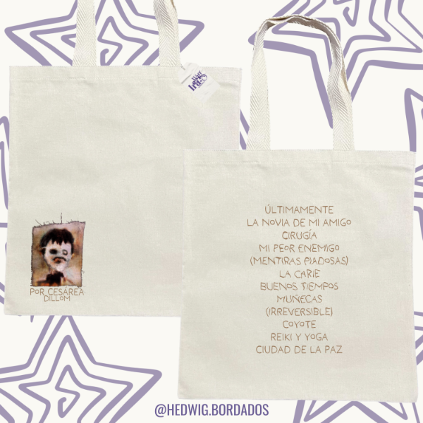 Producto - TOTE BAG Por Cesarea + Tracklist DILLOM (doble estampa) - DTF