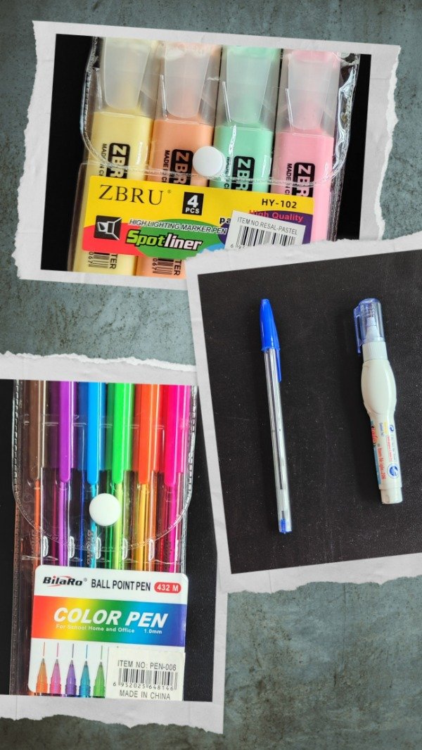 Producto - Combo bolígrafo azul x2, lápiz corrector, resaltadores x4 y lapiceras colores x4 - 1