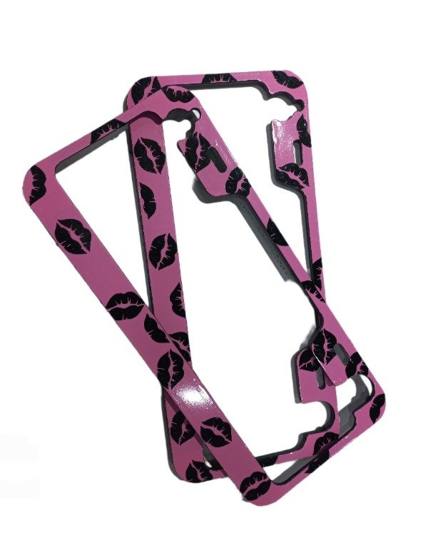 Producto - Marco patente rosa con besos