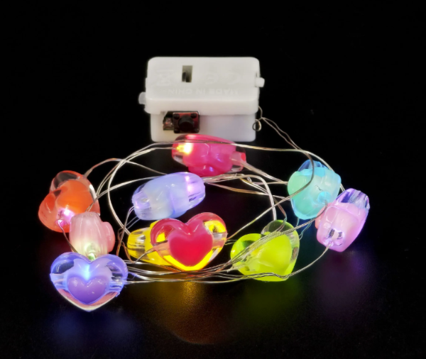 Producto - Pack 12 Alambres Micro Led de Corazones 1 mt de Largo 10 Leds Pilas Incluidas