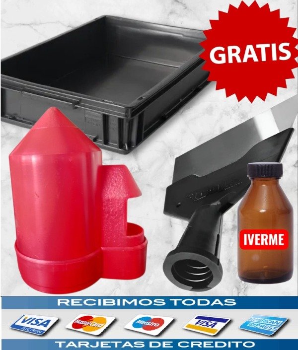 Producto - COMBO MULTIPLE BAÑERA + 4 BEBEDEROS 2 LITROS + 1 ESPATULA + 1 IVERME GRATIS