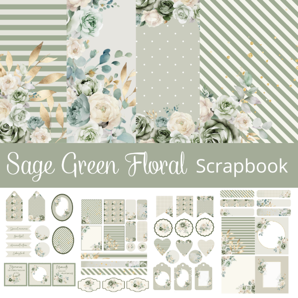 Producto - Sage Green Floral - Scrapbooking - SC05