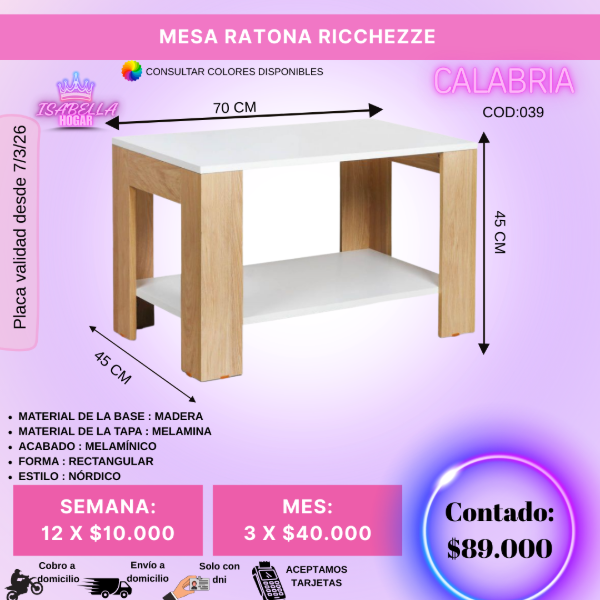 Producto - MESA RATONA RICCHEZZE CALABRIA COD:039
